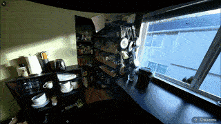 360 view of our makeshift kitchen